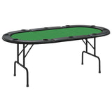 10-Player Folding Poker Table Green 207x106x76 cm - Front View