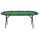 10-Player Folding Poker Table Green 207x106x76 cm