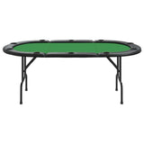 10-Player Folding Poker Table Green 207x106x76 cm - Side View
