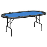 10-Player Folding Poker Table Blue 207x106x76 cm - Front View