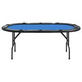 10-Player Folding Poker Table Blue 207x106x76 cm
