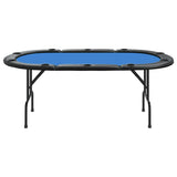 10-Player Folding Poker Table Blue 207x106x76 cm - Side View