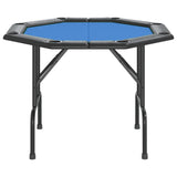 8-Player Folding Poker Table Blue 108x108x75 cm - Side View
