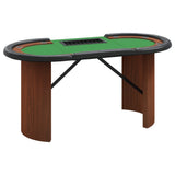 10-Player Poker Table with Chip Tray Green 160x80x75 cm - Front View