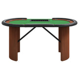 10-Player Poker Table with Chip Tray Green 160x80x75 cm - Side View