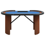 10-Player Poker Table with Chip Tray Blue 160x80x75 cm