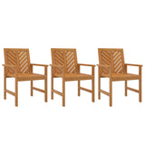 Garden Dining Chairs 3 pcs Solid Wood Acacia - Front View