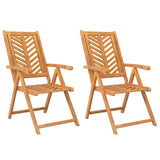 Reclining Garden Chairs 2 pcs Solid Wood Acacia - Front View