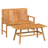 2 Piece Garden Lounge Set Solid Wood Acacia - Front View