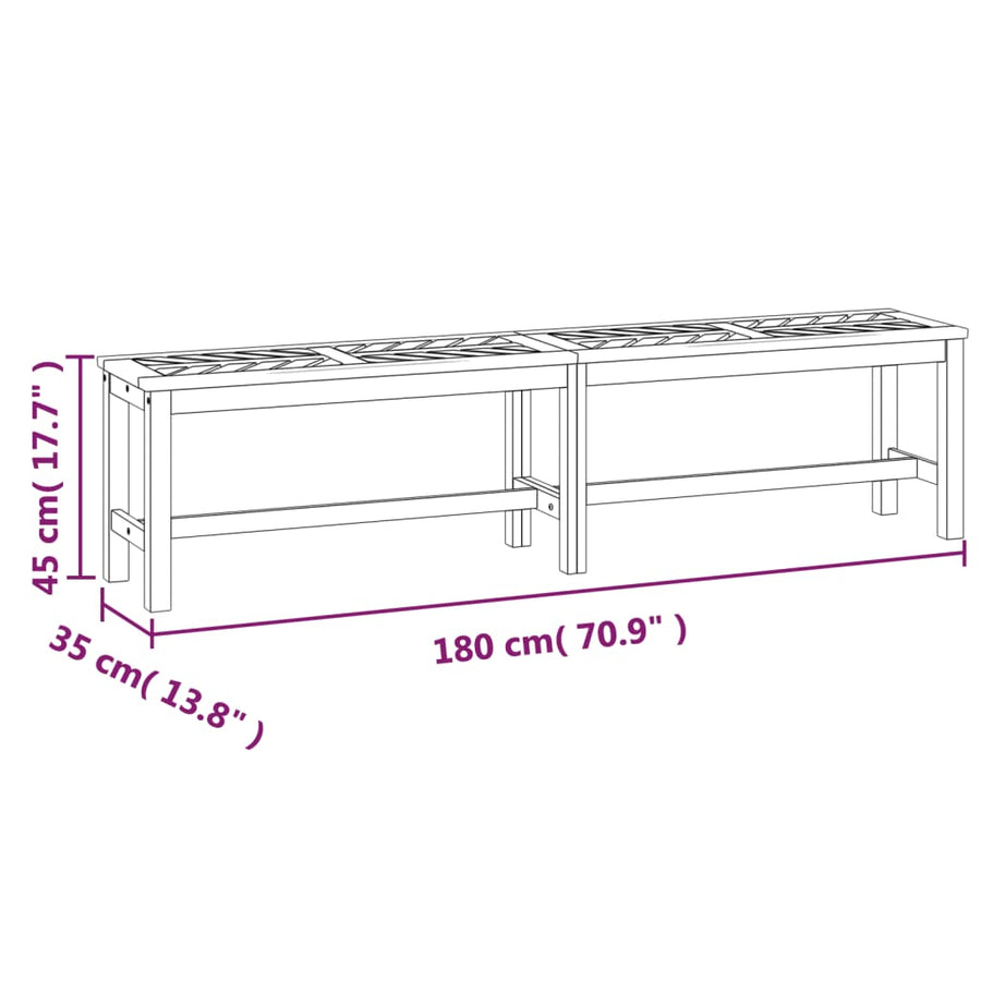 Garden Bench 180 cm Solid Wood Acacia