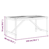 Garden Dining Table 150x90x74 cm Solid Wood Acacia - Close-Up Angle