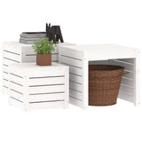3 Piece Garden Box Set White Solid Wood Pine - Top-Down View