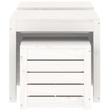 3 Piece Garden Box Set White Solid Wood Pine - Rear View