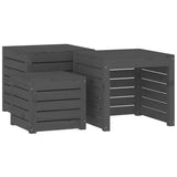 3 Piece Garden Box Set Grey Solid Wood Pine - Front View