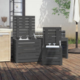 3 Piece Garden Box Set Grey Solid Wood Pine - Side View