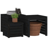 3 Piece Garden Box Set Black Solid Wood Pine - Top-Down View