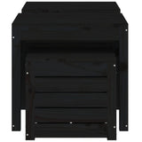3 Piece Garden Box Set Black Solid Wood Pine - Rear View