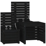 3 Piece Garden Box Set Black Solid Wood Pine - Low Angle