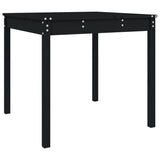 Garden Table Black 82.5x82.5x76 cm Solid Wood Pine - Front View
