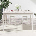 Garden Table White 121x82.5x76 cm Solid Wood Pine
