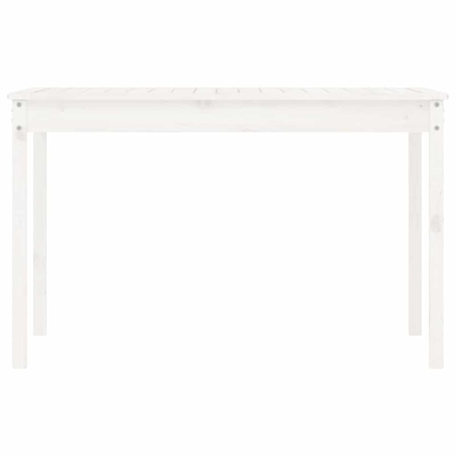 Garden Table White 121x82.5x76 cm Solid Wood Pine
