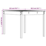Garden Table White 121x82.5x76 cm Solid Wood Pine - Low Angle