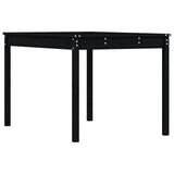 Garden Table Black 121x82.5x76 cm Solid Wood Pine - Front View