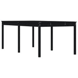 Garden Table Black 203.5x100x76 cm Solid Wood Pine - Front View