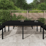 Garden Table Black 203.5x100x76 cm Solid Wood Pine - Side View