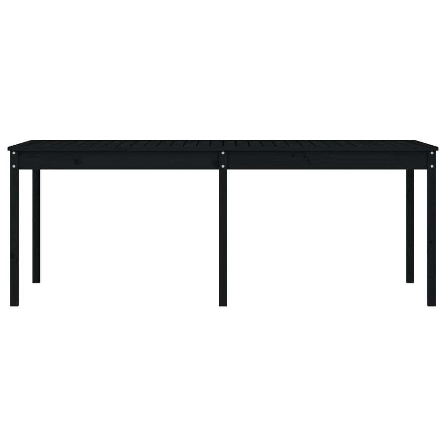 Garden Table Black 203.5x100x76 cm Solid Wood Pine