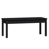 Garden Bench Black 109x44x45 cm Solid Wood Pine - Front View