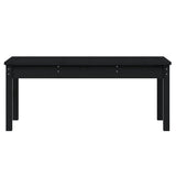 Garden Bench Black 109x44x45 cm Solid Wood Pine - Top-Down View