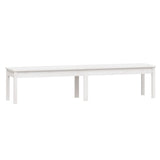 2-Seater Garden Bench White 203.5x44x45 cm Solid Wood Pine - Front View
