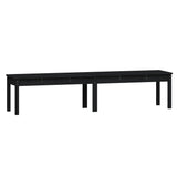2-Seater Garden Bench Black 203.5x44x45 cm Solid Wood Pine - Front View