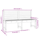 Garden Bench White 157.5 cm Solid Wood Pine - Close-Up Angle