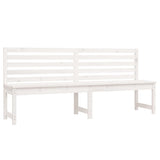 Garden Bench White 201.5 cm Solid Wood Pine - Front View