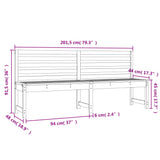 Garden Bench White 201.5 cm Solid Wood Pine - Close-Up Angle