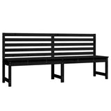 Garden Bench Black 201.5 cm Solid Wood Pine - Front View