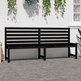 Garden Bench Black 201.5 cm Solid Wood Pine - Side View