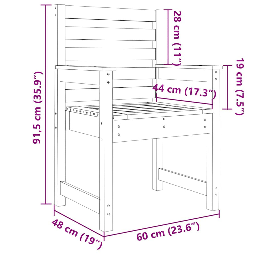 Garden Chairs 2 pcs White 60x48x91 cm Solid Wood Pine