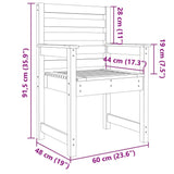 Garden Chairs 2 pcs Grey 60x48x91 cm Solid Wood Pine - Low Angle