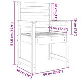 Garden Chairs 2 pcs Black 60x48x91 cm Solid Wood Pine - Low Angle