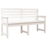 Garden Bench White 159.5x48x91.5 cm Solid Wood Pine - Front View