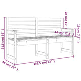 Garden Bench Grey 159.5x48x91.5 cm Solid Wood Pine - Close-Up Angle
