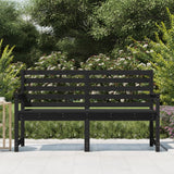 Garden Bench Black 159.5x48x91.5 cm Solid Wood Pine - Side View