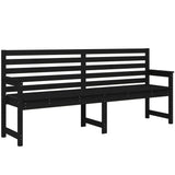 Garden Bench Black 203.5x48x91.5 cm Solid Wood Pine - Front View