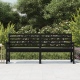 Garden Bench Black 203.5x48x91.5 cm Solid Wood Pine - Side View
