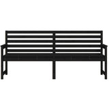 Garden Bench Black 203.5x48x91.5 cm Solid Wood Pine - Top-Down View