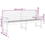 Garden Bench Black 203.5x48x91.5 cm Solid Wood Pine - Close-Up Angle