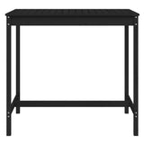 Garden Table Black 121x82.5x110 cm Solid Wood Pine - Top-Down View